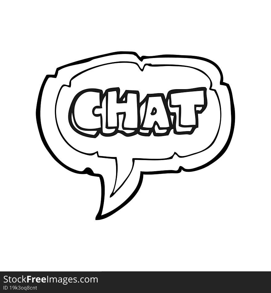 black and white cartoon chat symbol