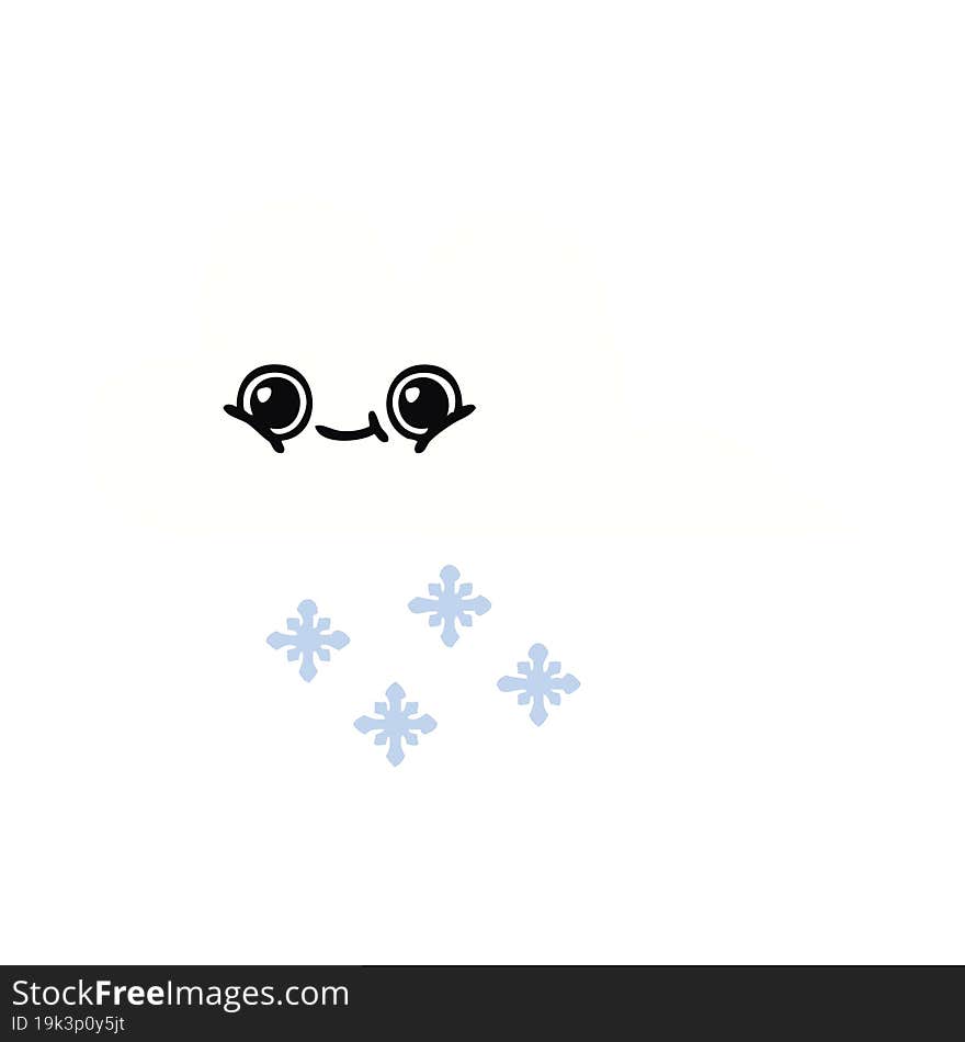 Flat Color Retro Cartoon Snow Cloud