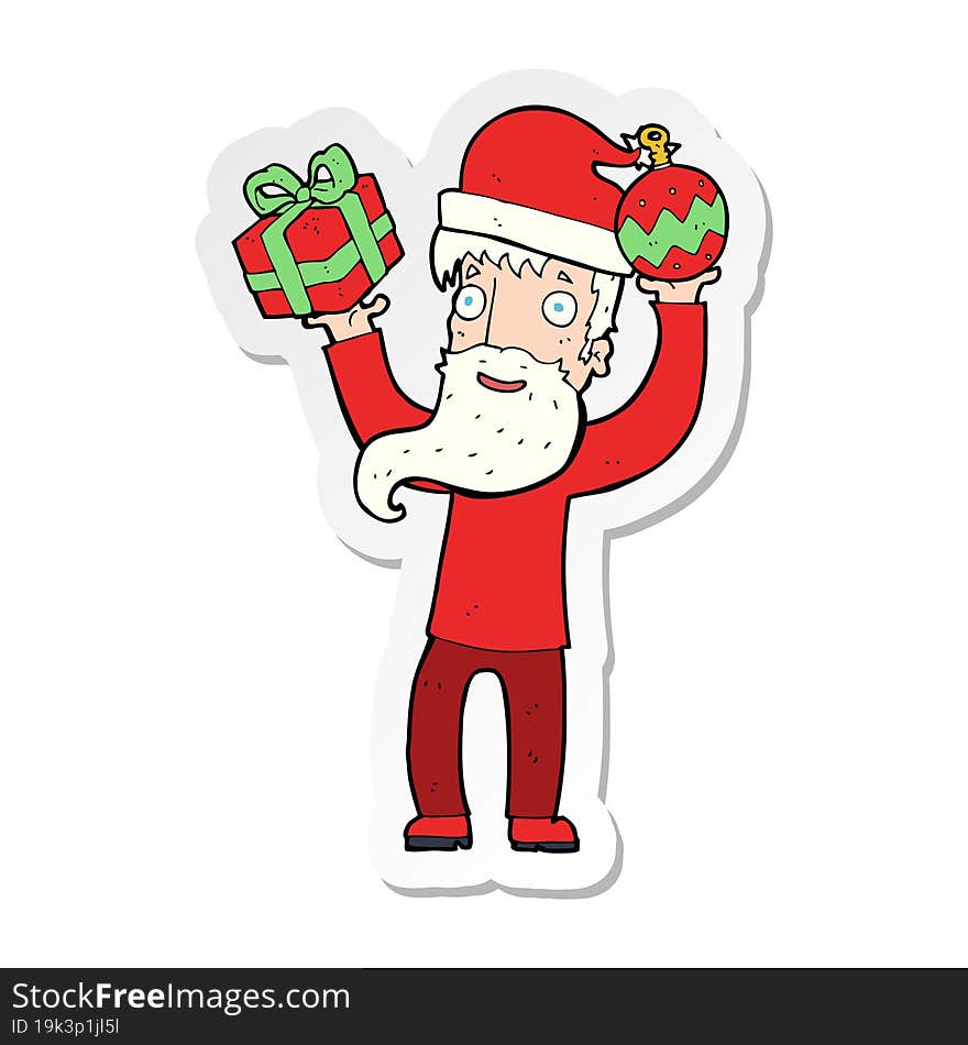 sticker of a cartoon santa claus