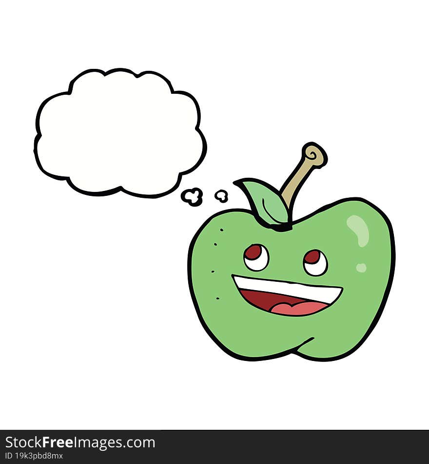 cartoon apple with thought bubble