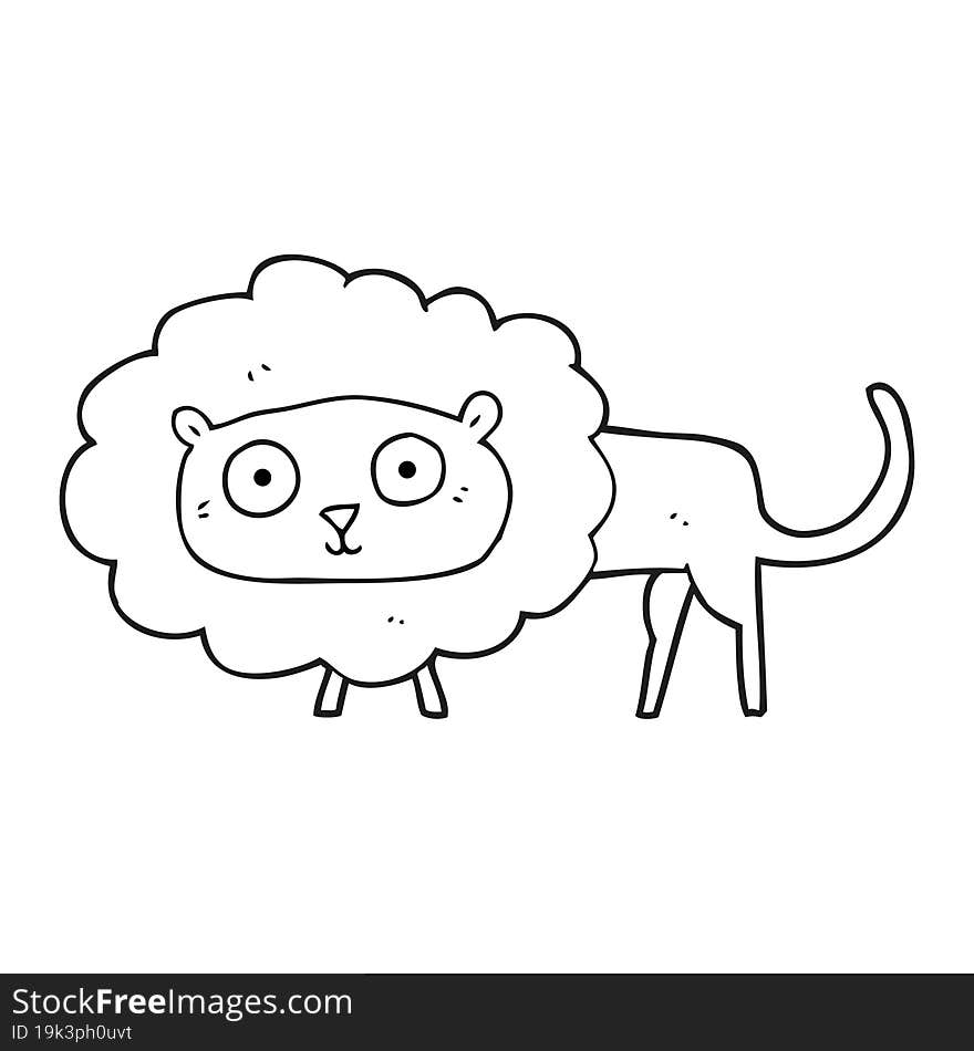 black and white cartoon lion