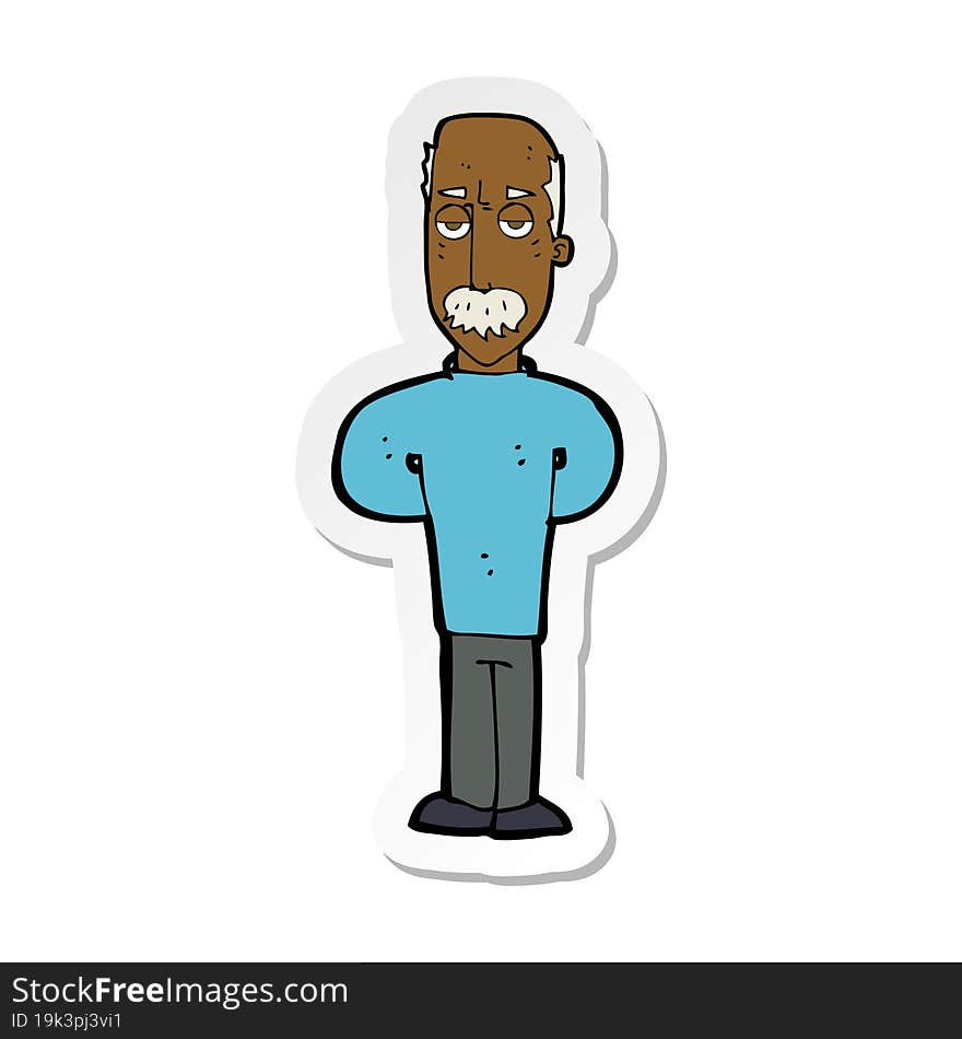 sticker of a cartoon annoyed balding man