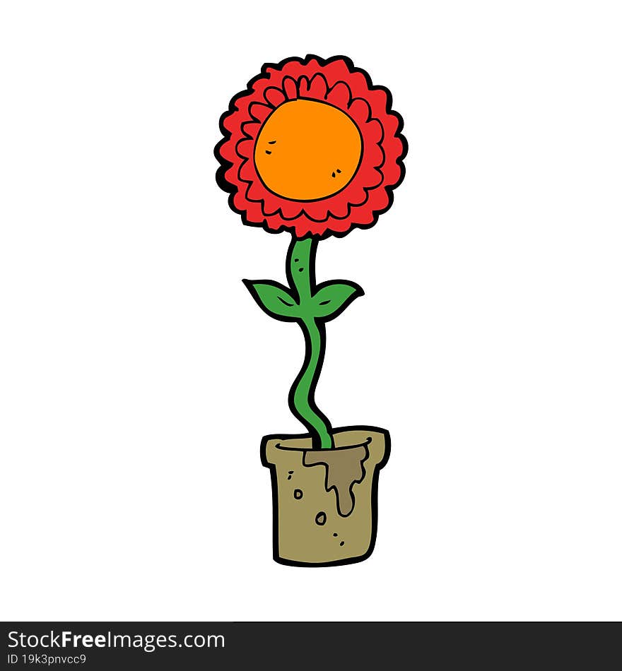 cartoon flower with face