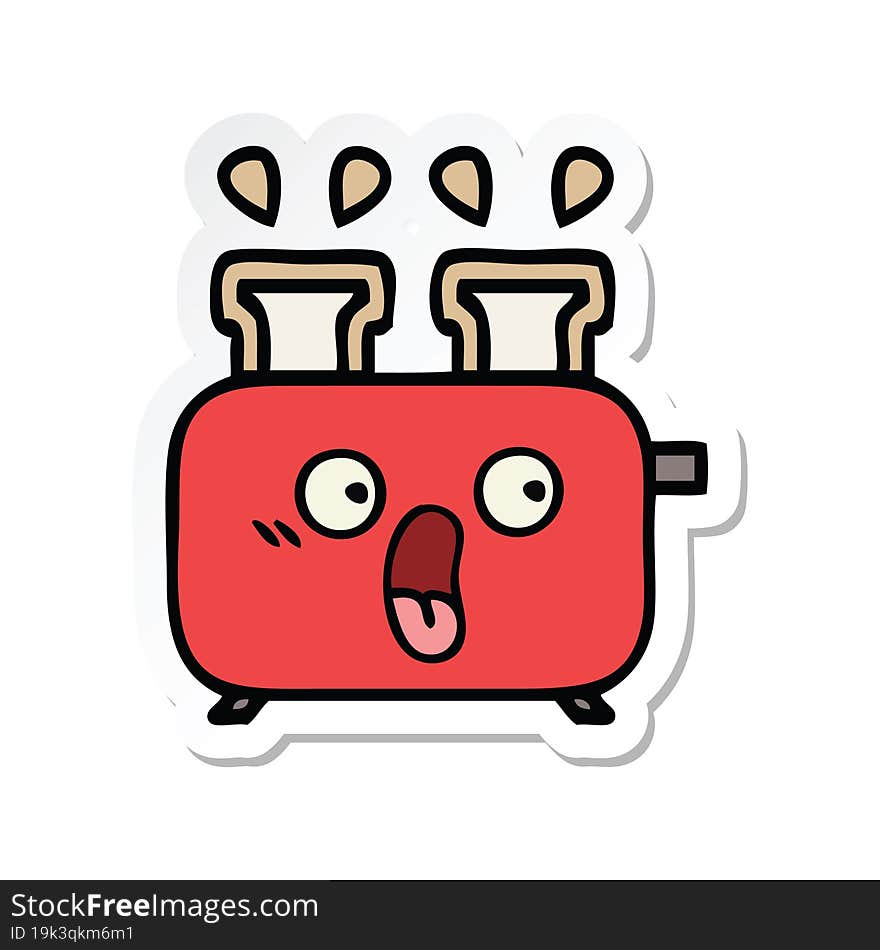 sticker of a cute cartoon of a toaster