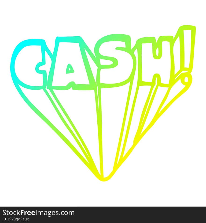 cold gradient line drawing cartoon word cash