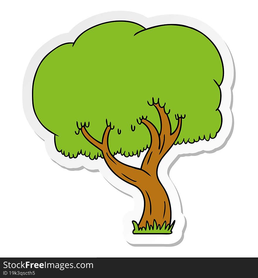 sticker cartoon doodle of a summer tree