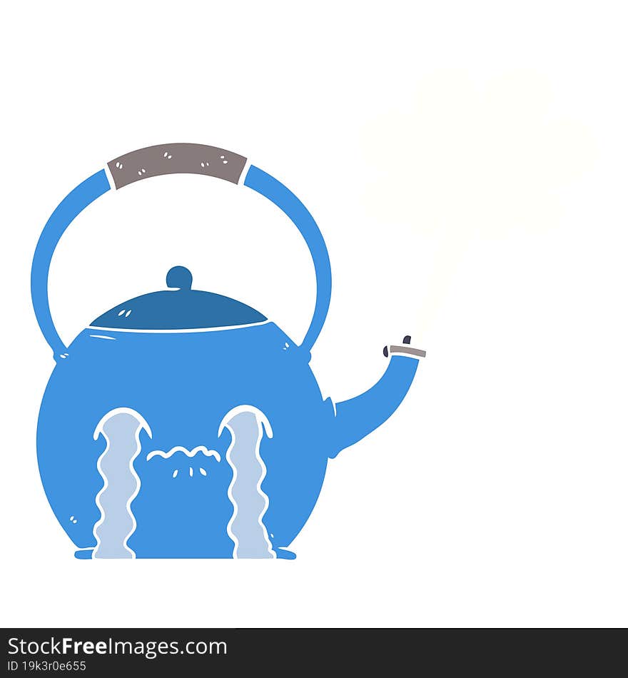 flat color style cartoon boiling kettle