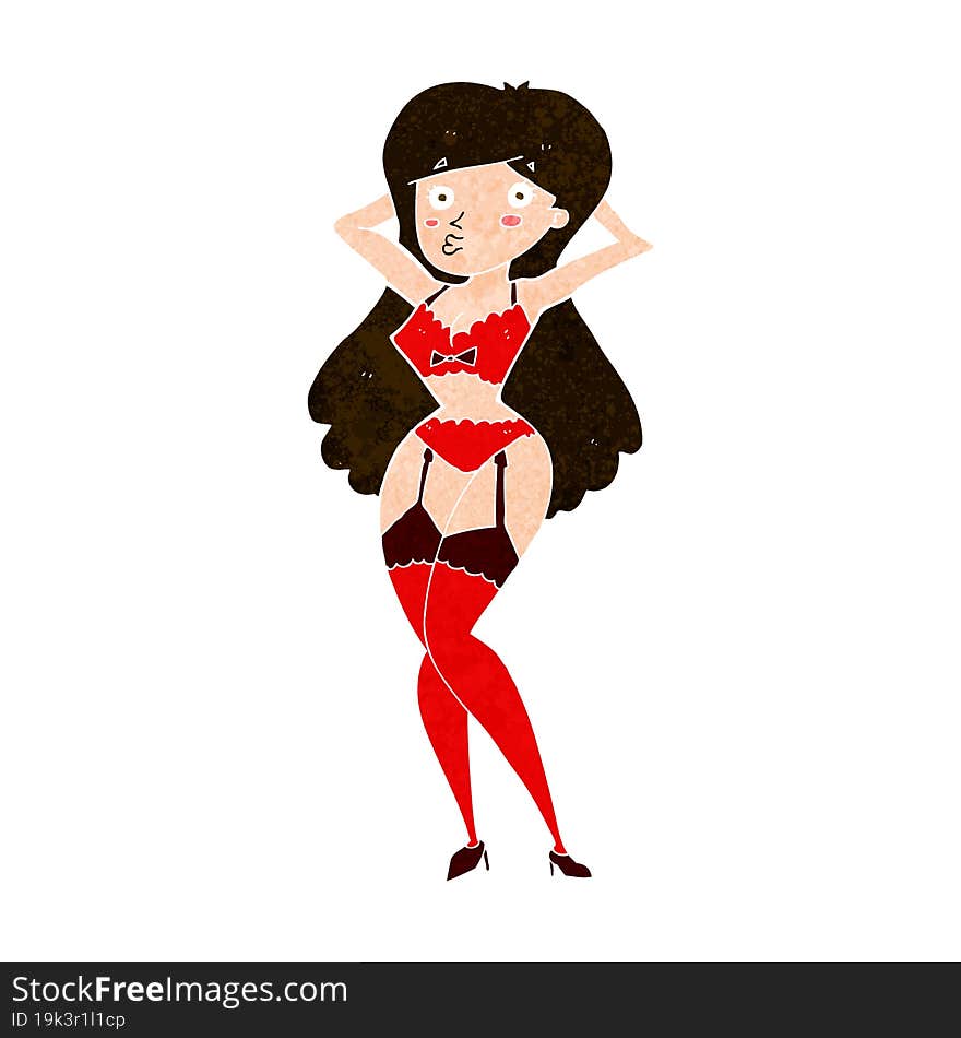 cartoon woman in lingerie