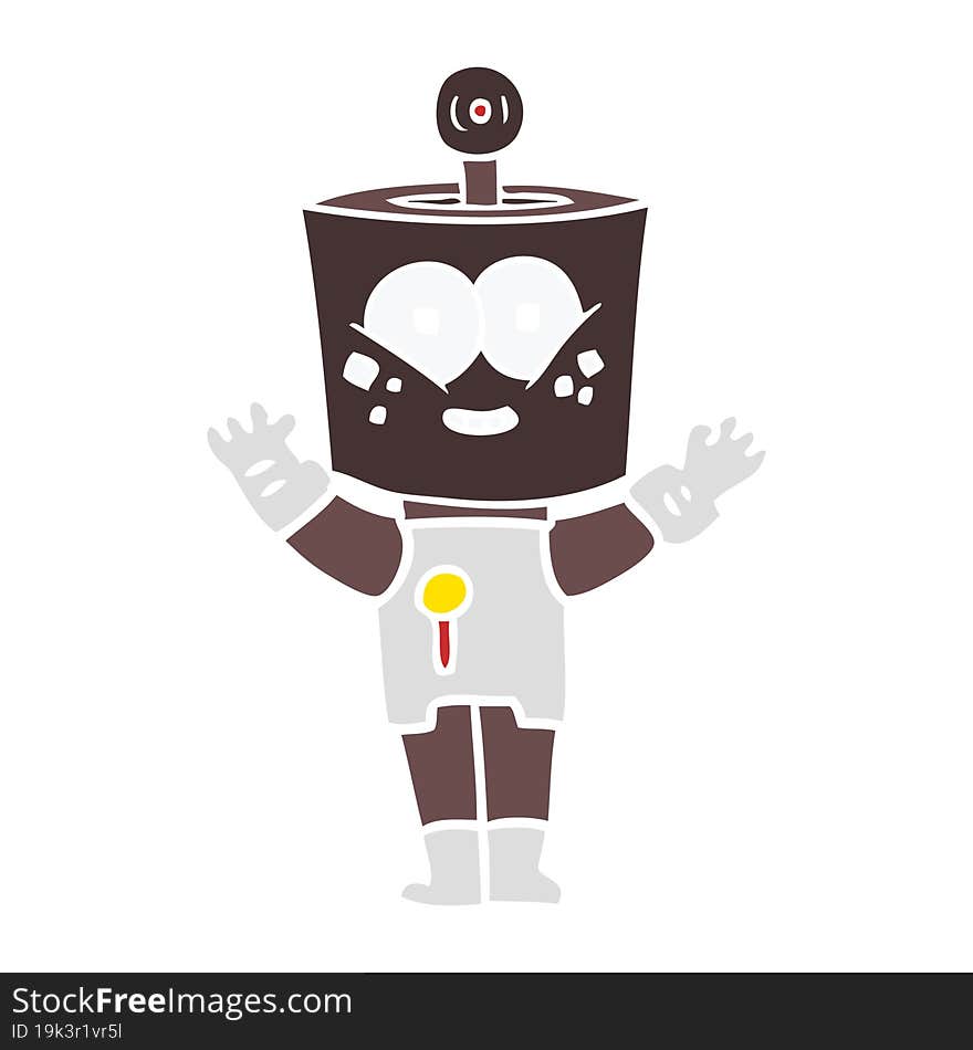 happy flat color style cartoon robot