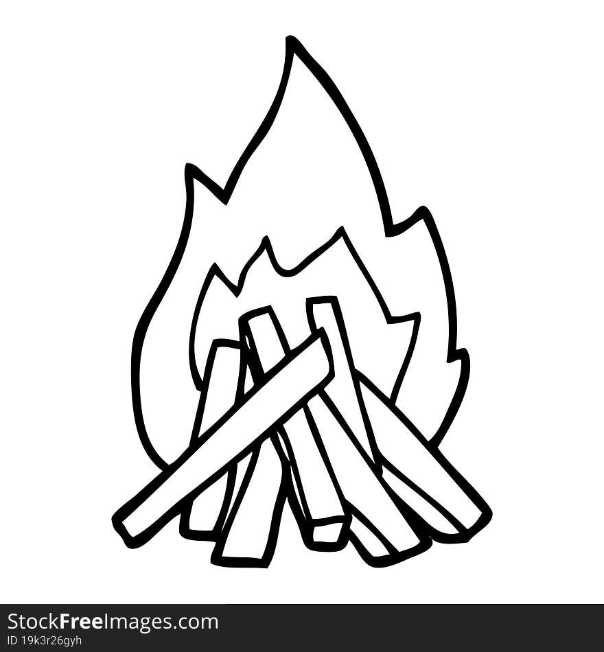 Line Drawing Cartoon Camp Fire