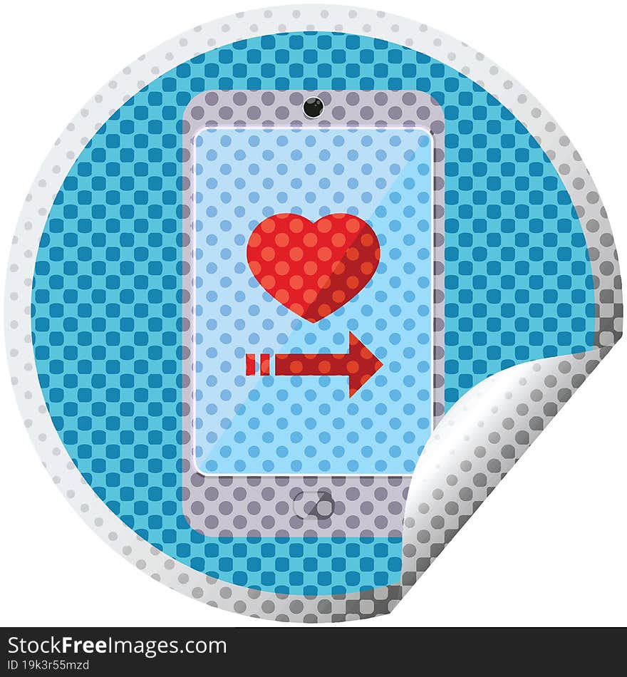 dating app on cell phone graphic circular sticker