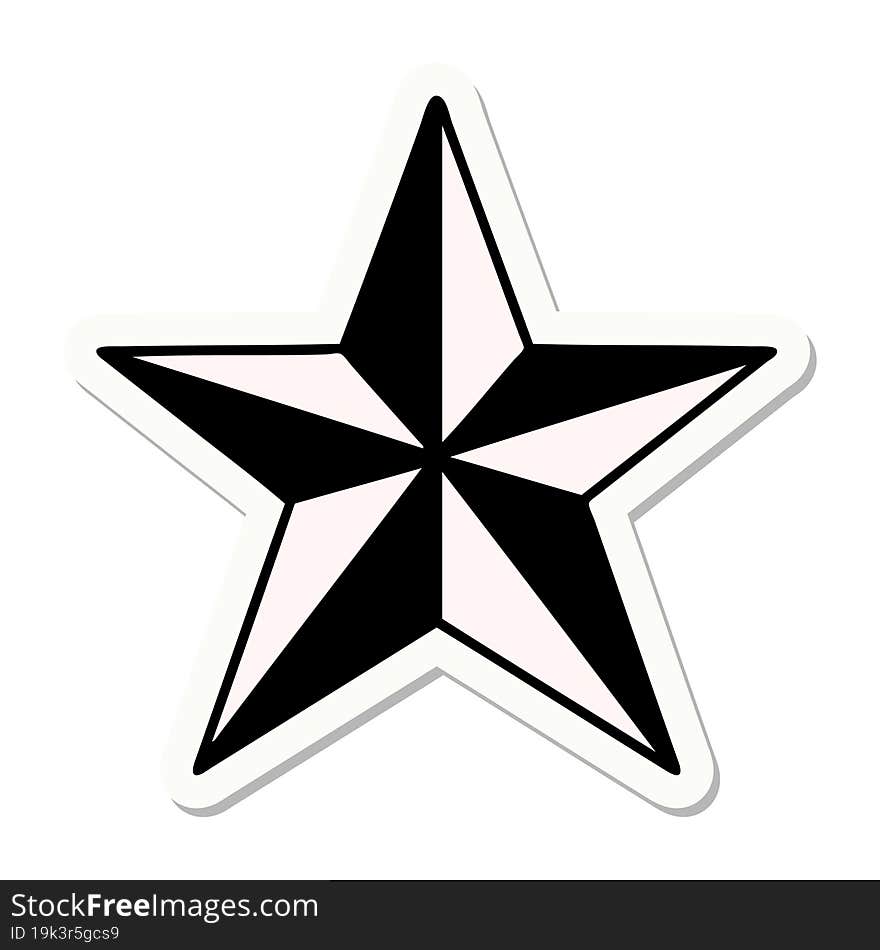 sticker of tattoo in traditional style of a star. sticker of tattoo in traditional style of a star