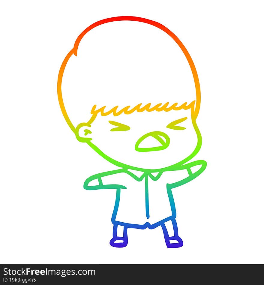 rainbow gradient line drawing cartoon stressed man