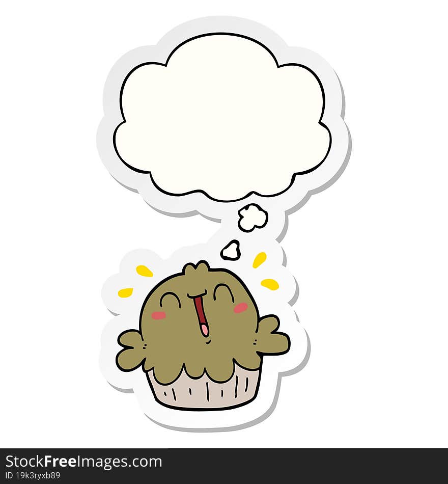 cute cartoon pie and thought bubble as a printed sticker