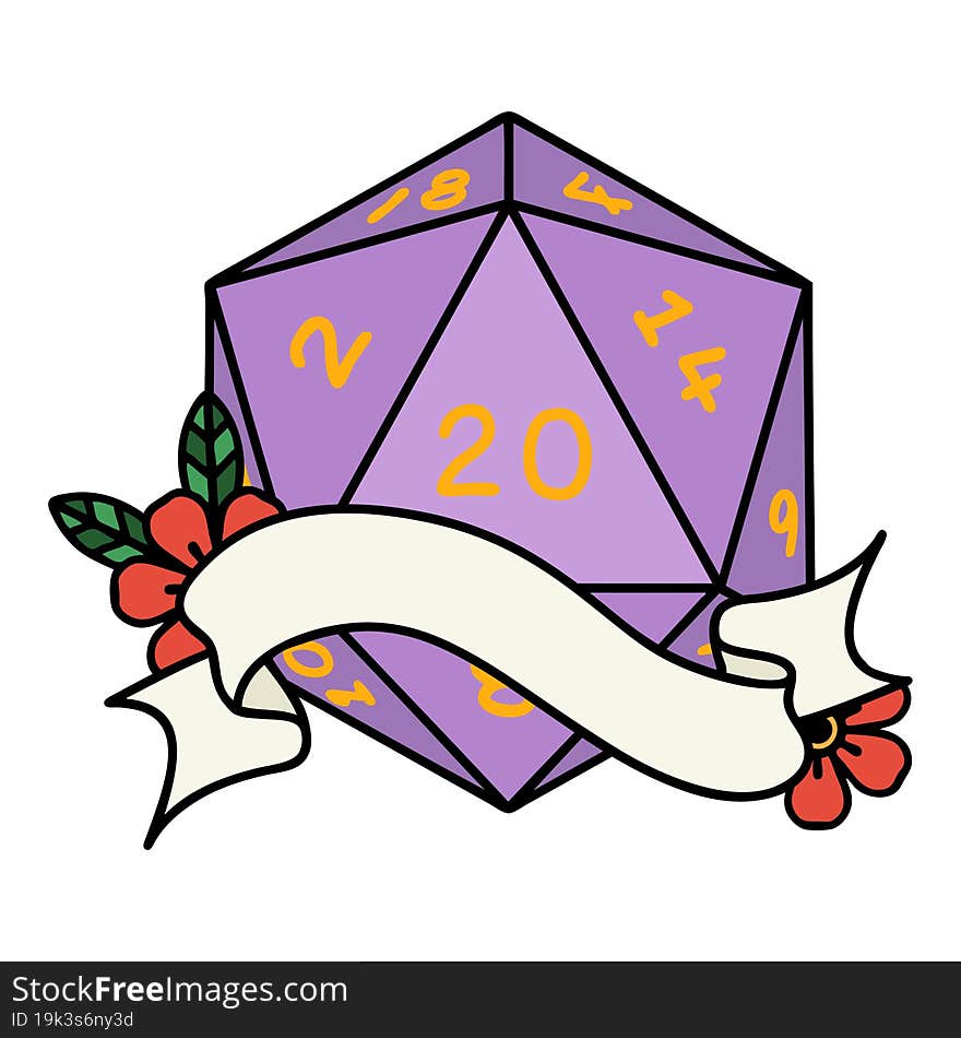 natural twenty D20 dice roll illustration