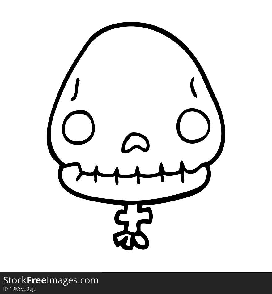 line drawing cartoon halloween skull