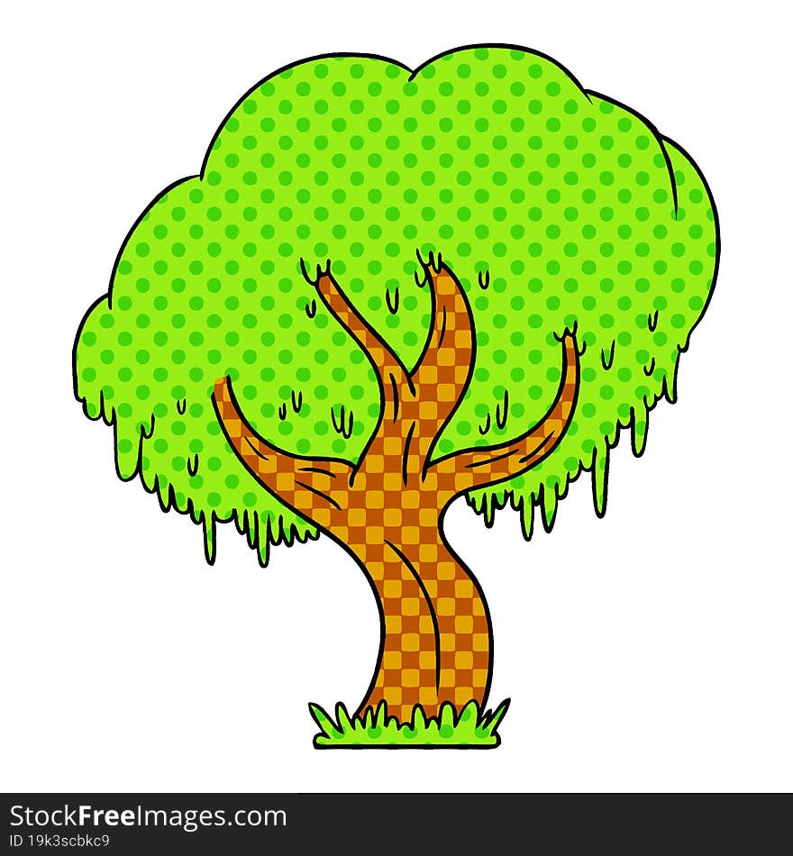 cartoon doodle of a green tree