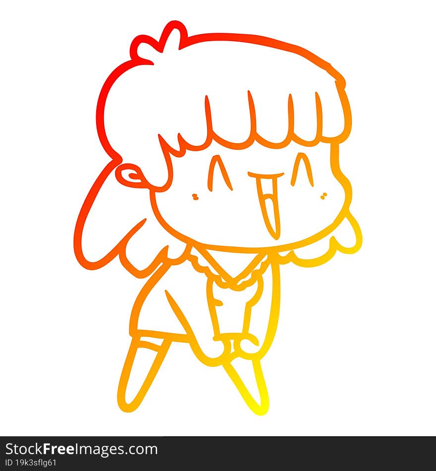 warm gradient line drawing of a cartoon woman