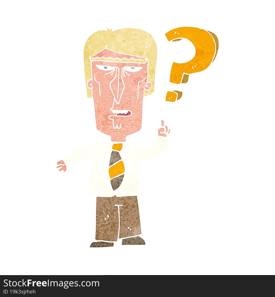 cartoon annoyed man asking question