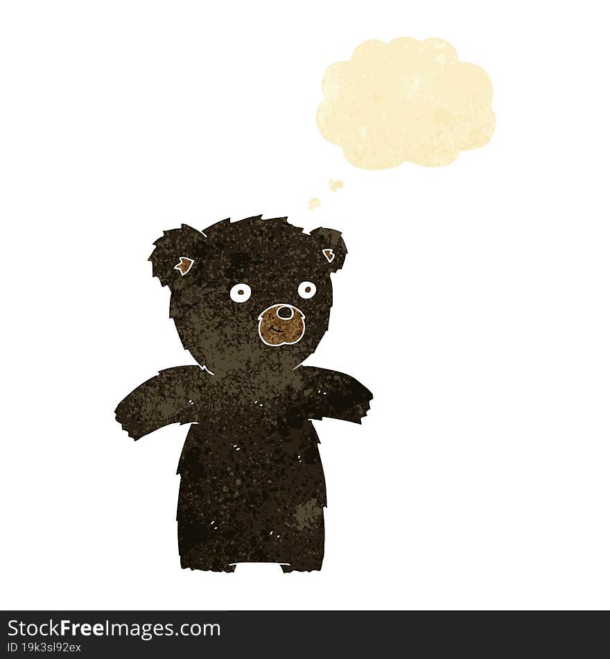 Cute Cartoon Black Bear With Thought Bubble