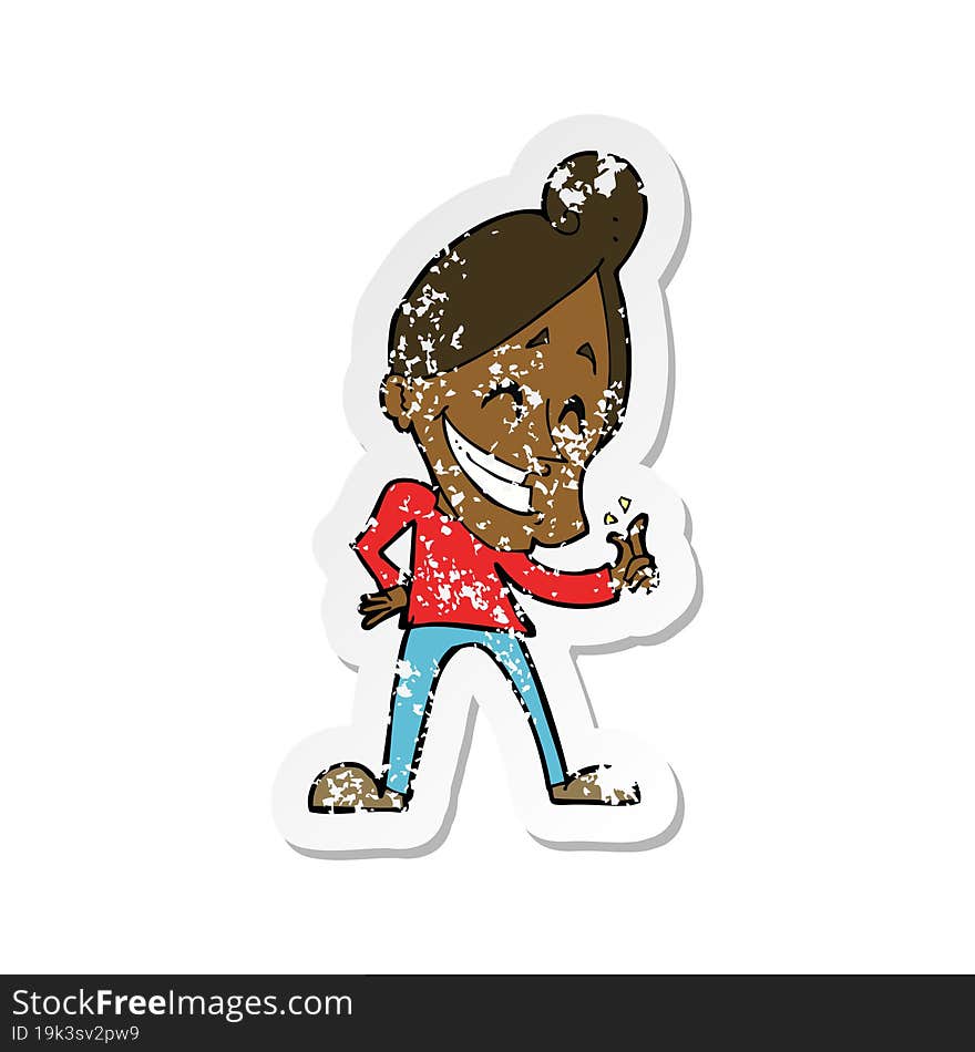 Retro Distressed Sticker Of A Cartoon Man Snapping Fingers