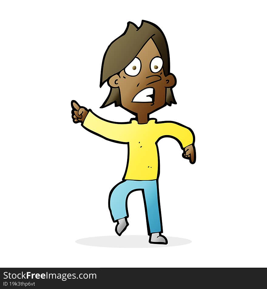 Cartoon Worried Man Pointing