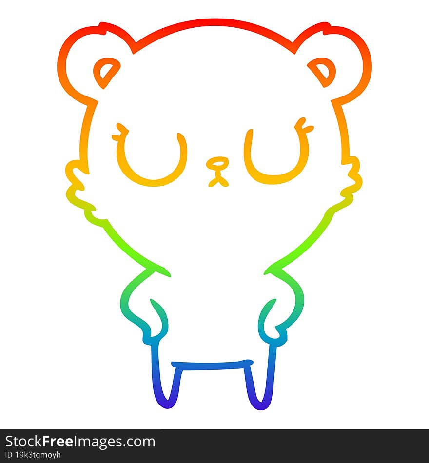 rainbow gradient line drawing peaceful cartoon bear