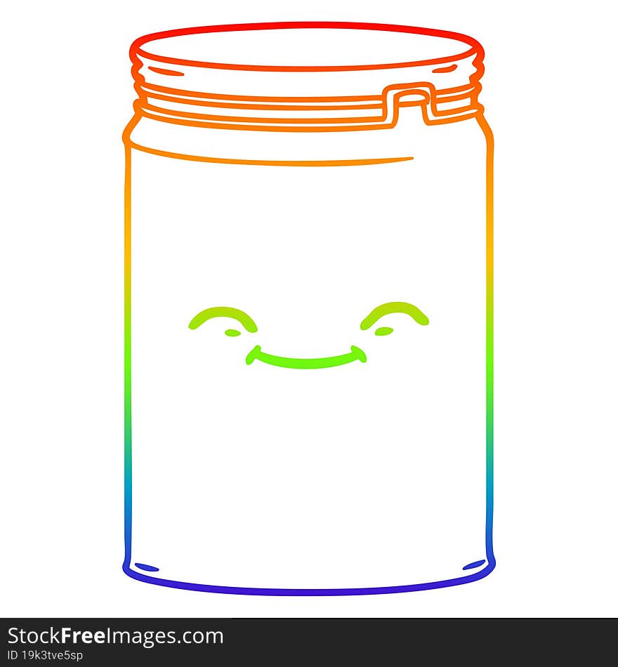 rainbow gradient line drawing of a cartoon glass jar