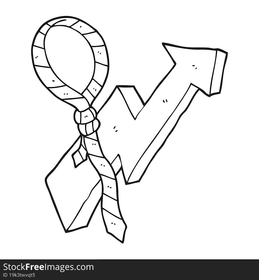 black and white cartoon work tie and arrow progress symbol