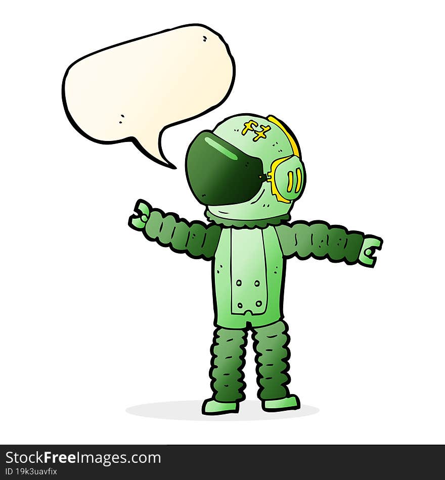 Cartoon Astronaut Reaching With Speech Bubble