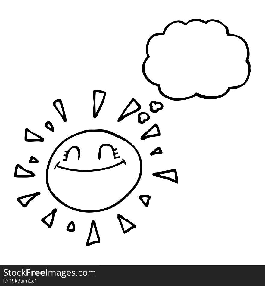 happy thought bubble cartoon sun