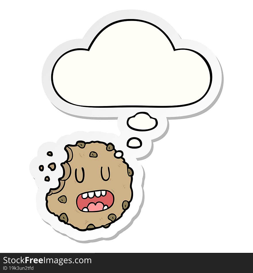 cartoon cookie and thought bubble as a printed sticker