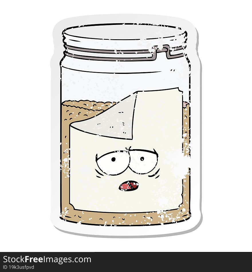 Distressed Sticker Of A Cartoon Glass Jar