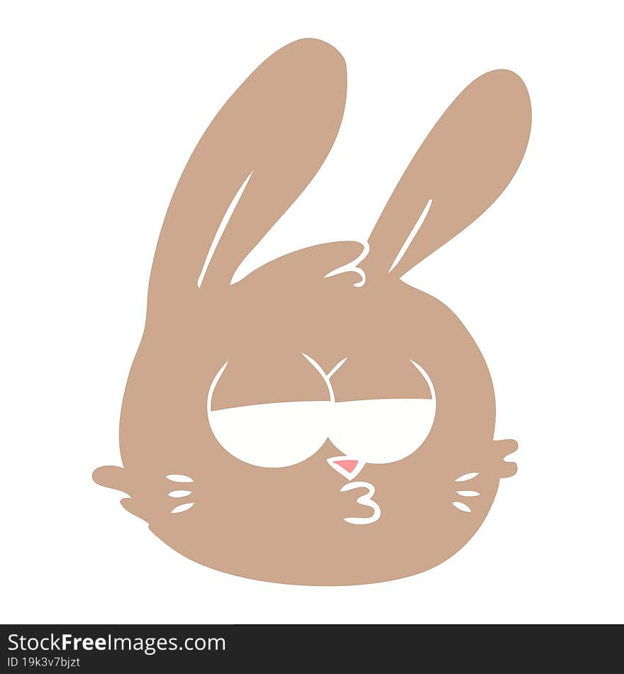 flat color style cartoon jaded rabbit face