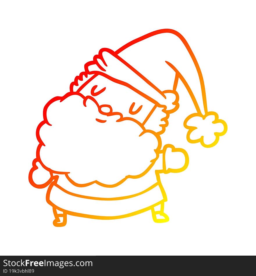 warm gradient line drawing santa claus