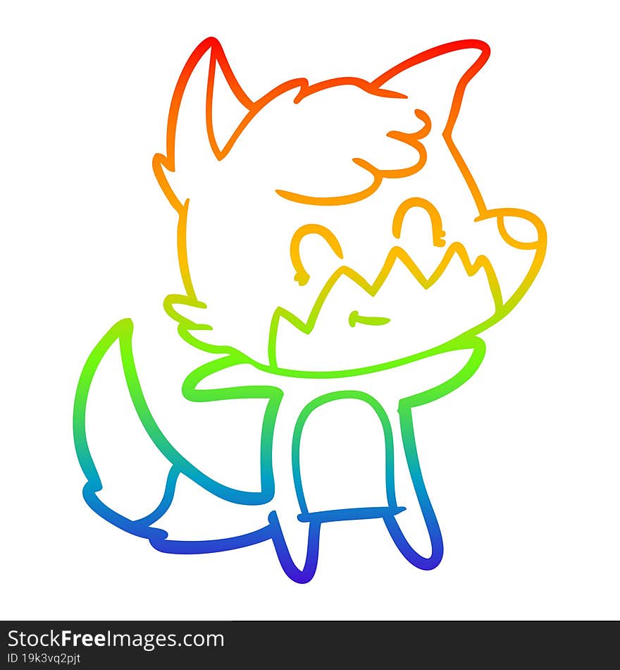 rainbow gradient line drawing cartoon friendly fox