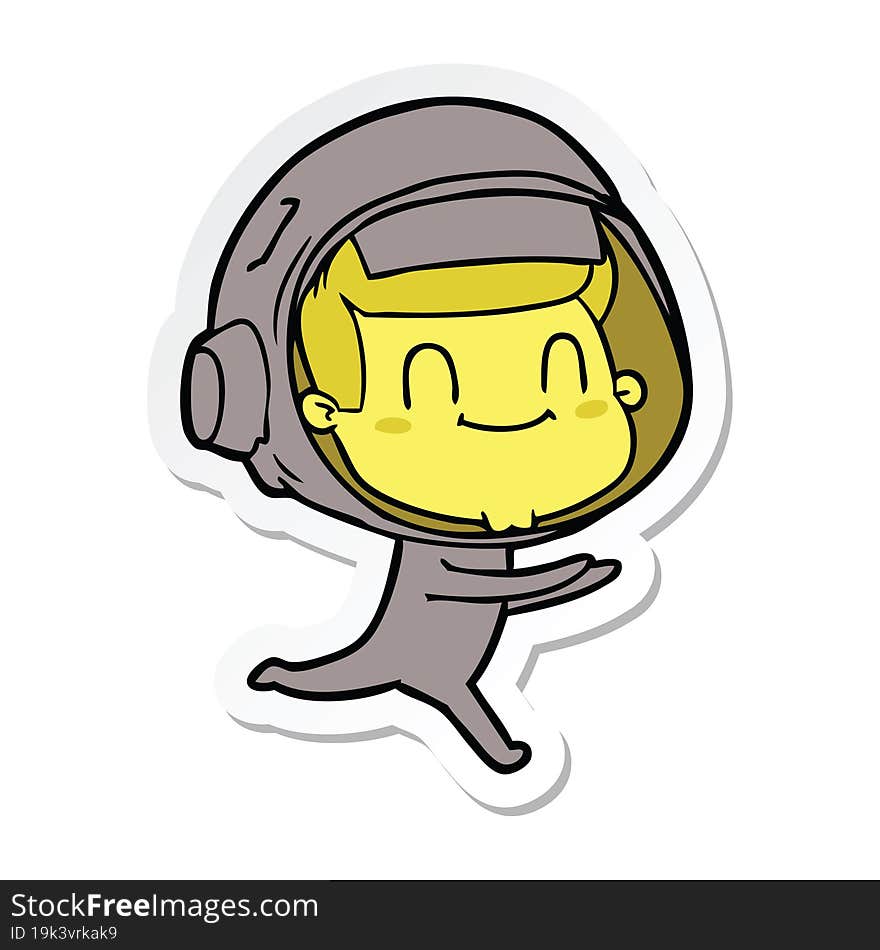 sticker of a happy cartoon astronaut man