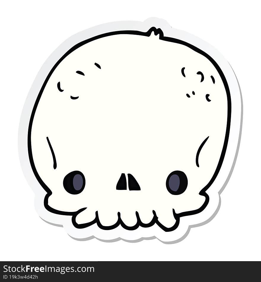 sticker of a cartoon skull