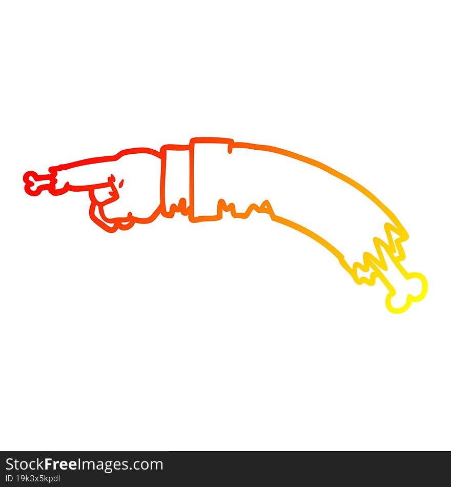 Warm Gradient Line Drawing Cartoon Pointing Zombie Hand