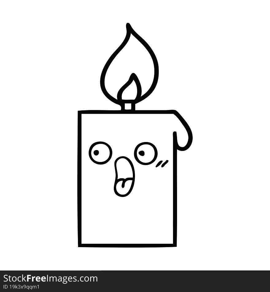 line drawing cartoon lit candle