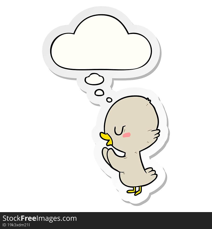 cartoon duckling with thought bubble as a printed sticker