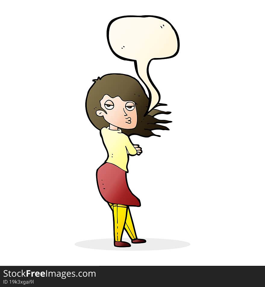 Cartoon Woman Making Photo Face With Speech Bubble