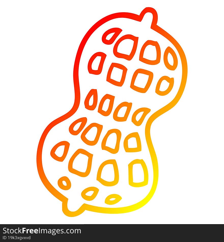 warm gradient line drawing of a cartoon peanut