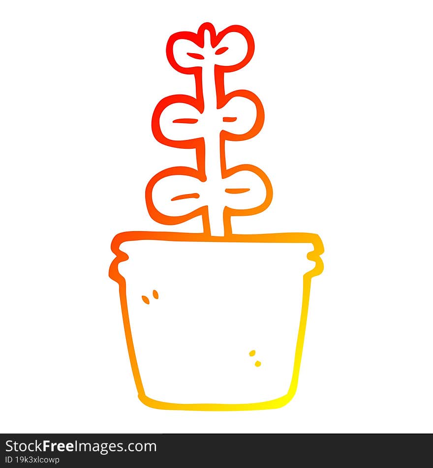 warm gradient line drawing cartoon house plant