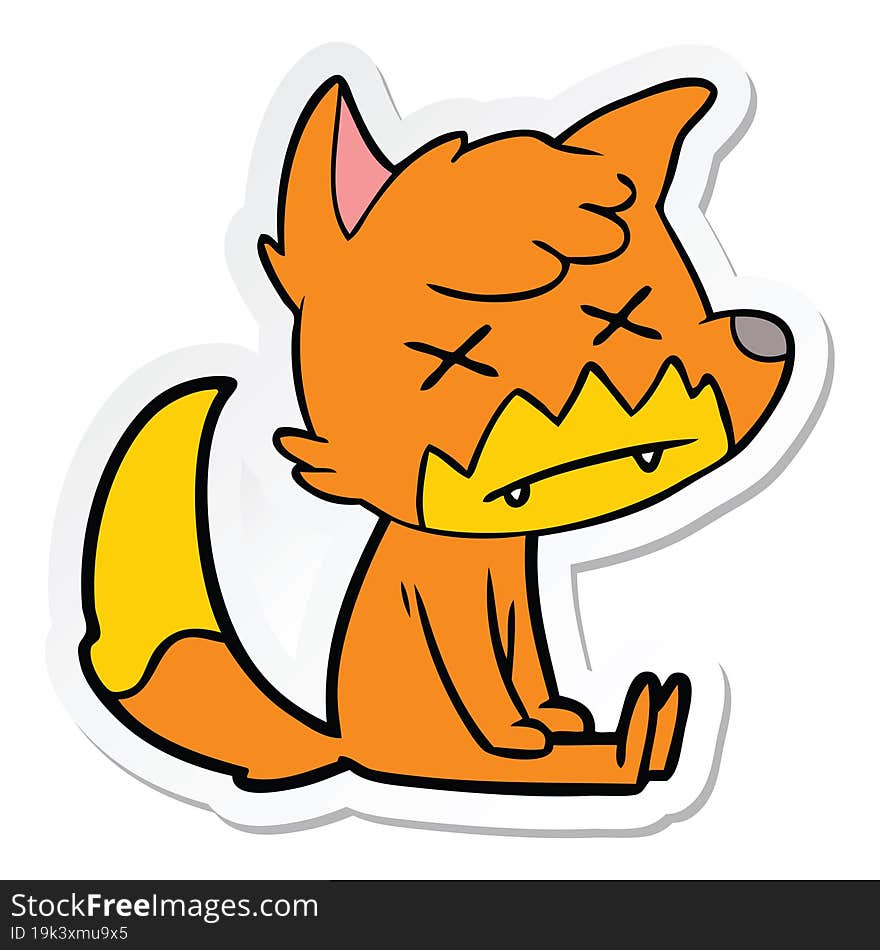 Sticker Of A Cartoon Dead Fox