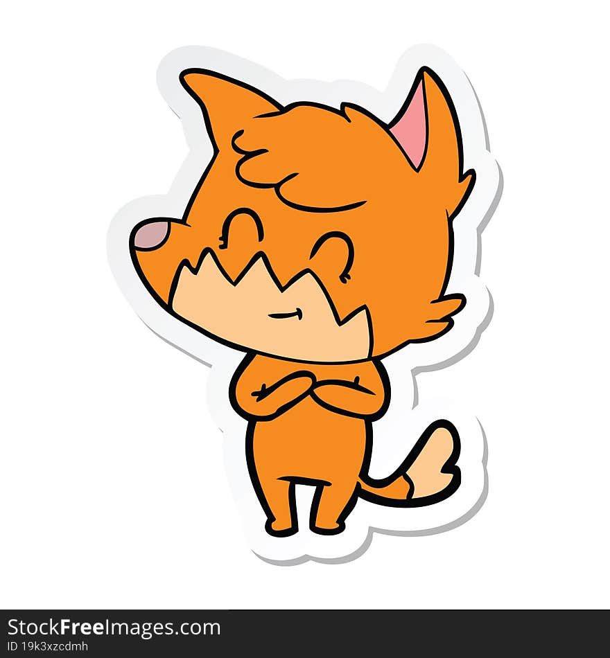 sticker of a cartoon friendly fox