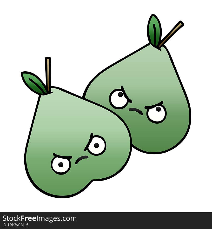 gradient shaded cartoon green pear