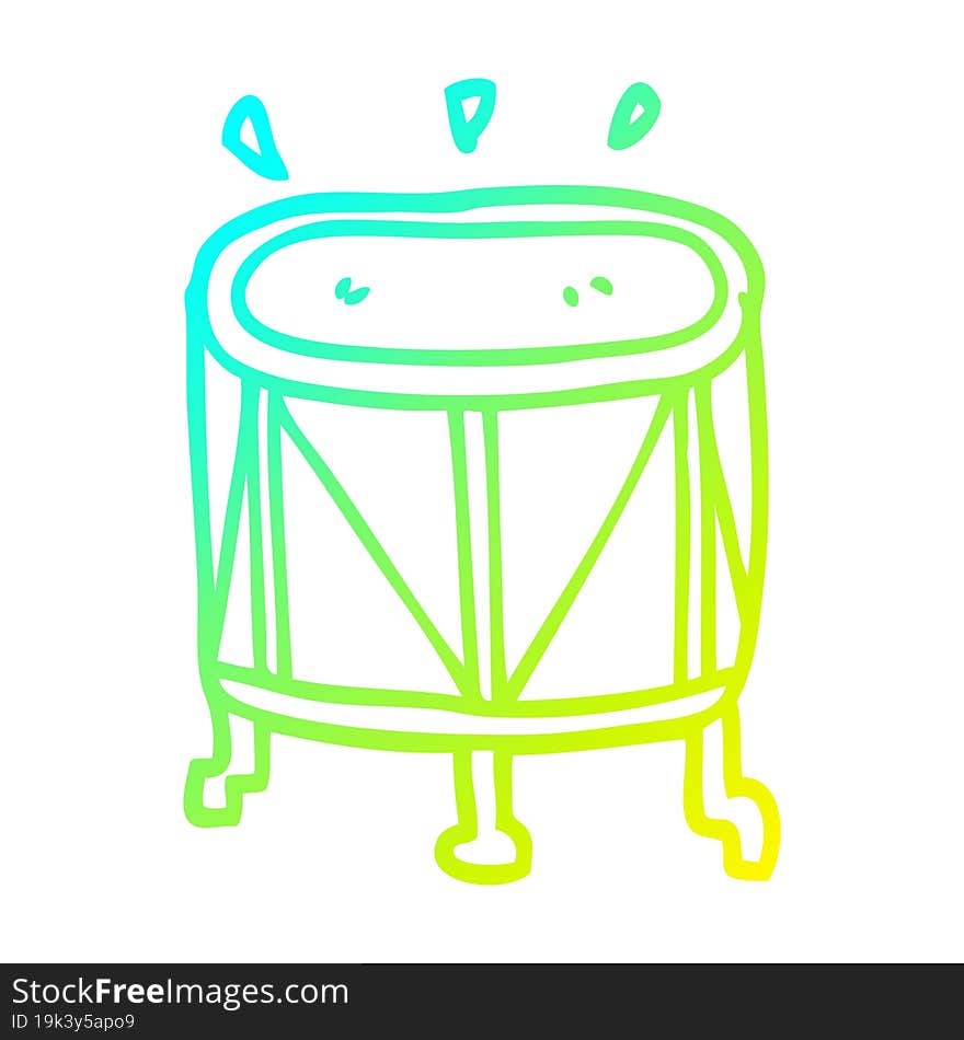 cold gradient line drawing cartoon drum on stand