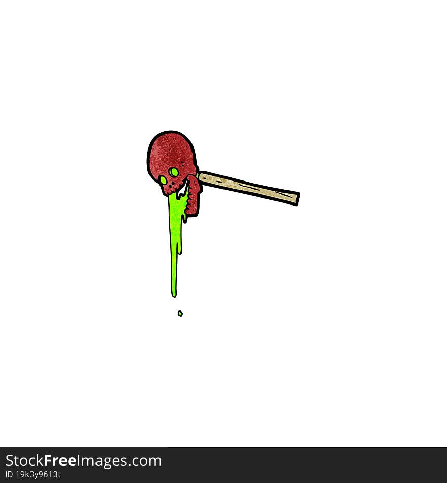 gross skull on stick cartoon