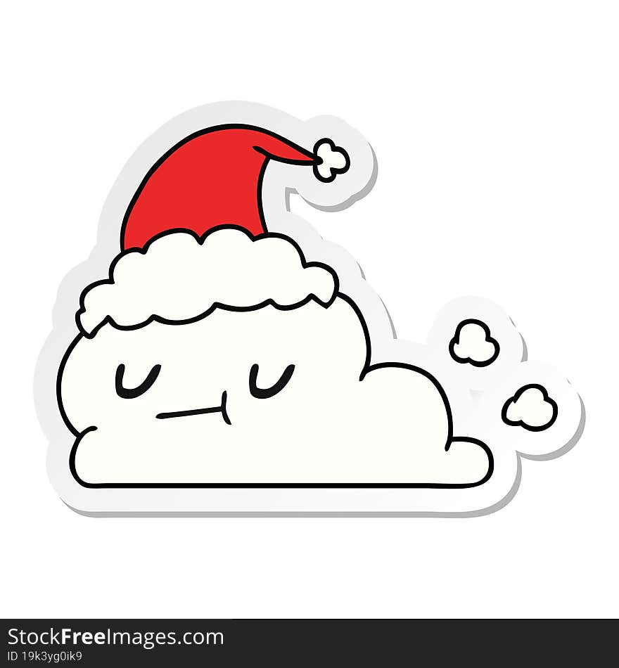 christmas sticker cartoon of kawaii cloud